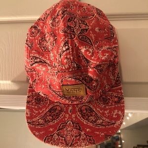 Vintage Vans Hat , Red with a patern